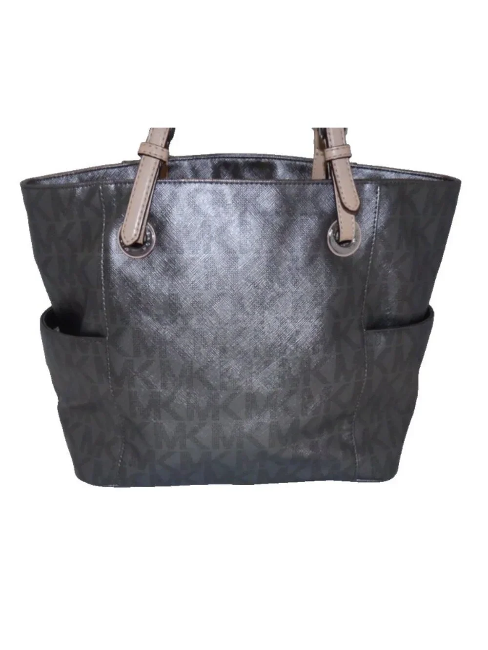Michael Michael Kors brown-ish gray tote shoulder bag & matching wristlet wallet